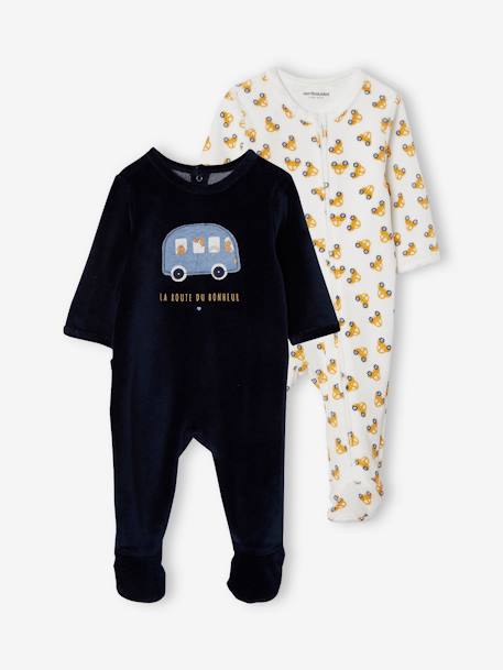 2er-Pack Jungen Baby Samt-Strampler Oeko-Tex - pack nachtblau - 1