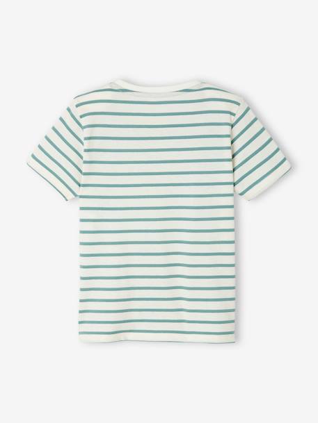 Jungen T-Shirt mit Streifen Oeko-Tex - aqua gestreift+azurblau+dunkelblau gestreift+gelb gestreift+rot gestreift - 2