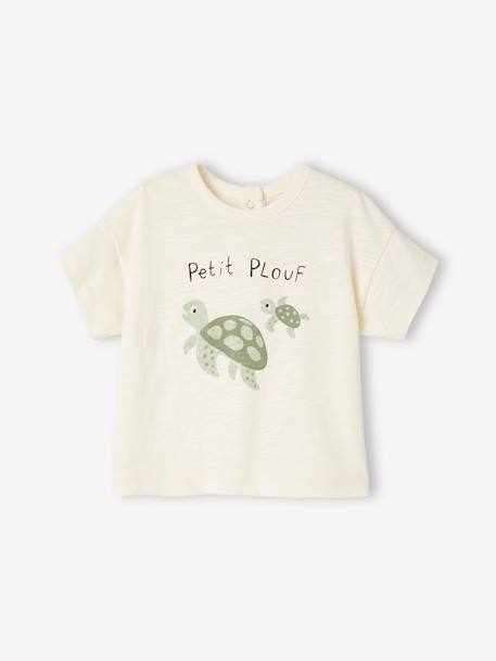 Bio-Kollektion: Baby T-Shirt mit Meeres-Motiven - aqua/krabe+hellbeige/schildkröte+hellgelb/segelboot - 4