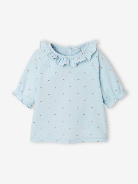 Baby T-Shirt mit Kragen - blau bedruckt+rosa bedruckt - 1