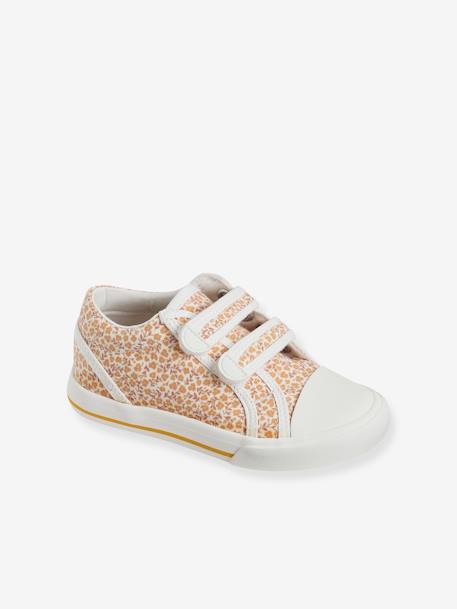 Mädchen Klett-Sneakers, Anziehtrick - hellblau+jeansblau+rosa bedruckt+weiß/gelb geblümt - 18