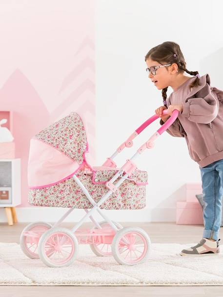 Puppen-Kinderwagen COROLLE® für Puppen mit 36/42/52 cm - rosa geblümt+weiß/rosa - 5