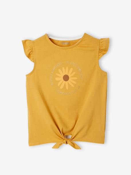 Mädchen-Set: T-Shirt & Shorts Oeko Tex® - gelb/wollweiß geblümt sonnenbl+marine+koralle+weiß/grün - 2