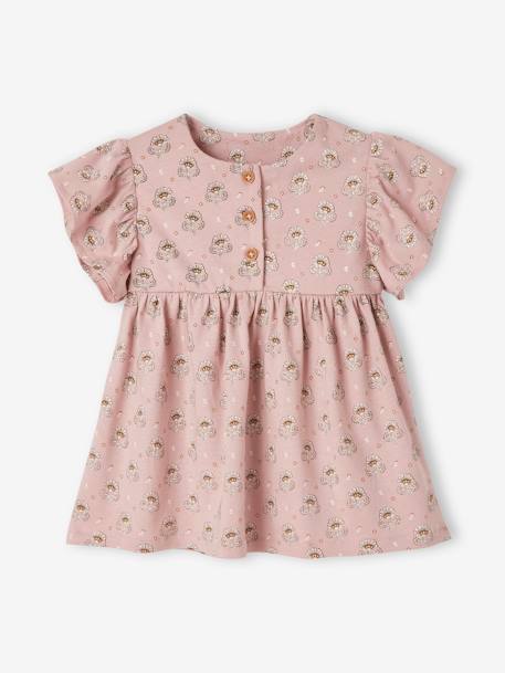 Baby Kleid mit Blumenmuster - rosa bedruckt+weiß bedruckt - 2