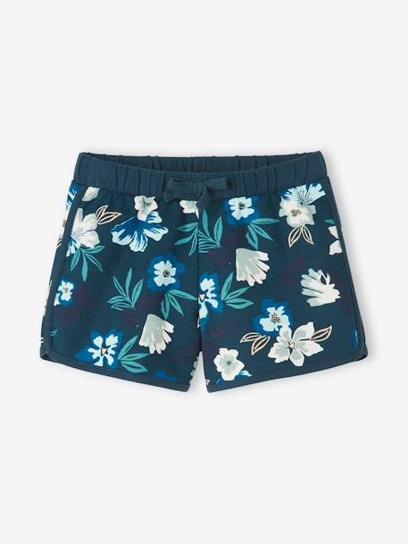 Mädchen Sport-Shorts - blau bedruckt+ziegel - 1