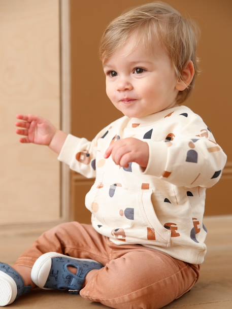 Baby Sweatshirt mit Kängurutasche Oeko-Tex - hellbeige bedruckt - 5