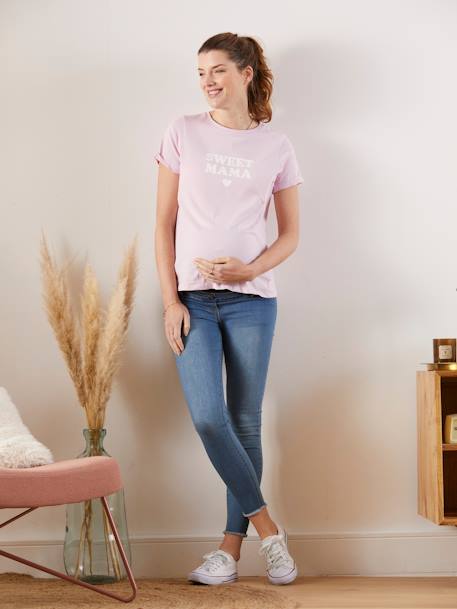 T-Shirt aus Bio-Baumwolle, Schwangerschaft & Stillzeit - dunkelrosa - 7