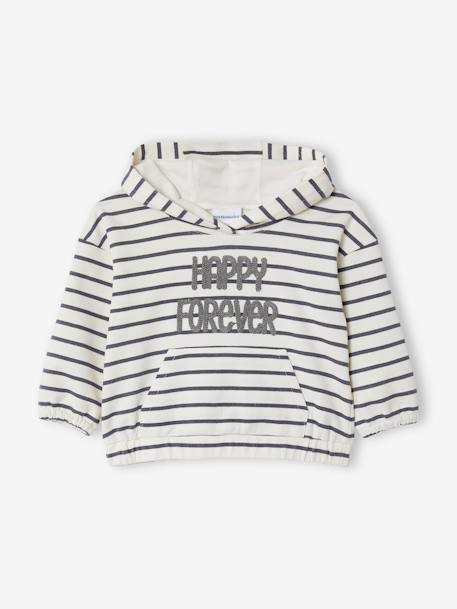 Baby-Set: Kapuzensweatshirt & Hose - senfgelb gestreift+wollweiß gestreift - 8