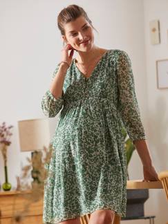 Umstandsmode-Umstandskleider-Bedrucktes Crêpe-Kleid für Schwangerschaft & Stillzeit