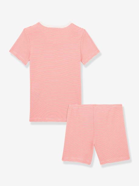 Kurzer Mädchen Schlafanzug aus Bio-Baumwolle PETIT BATEAU - rosa/weiß - 2