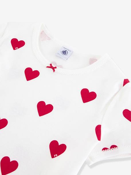 Kurzer Mädchen Schlafanzug aus Bio-Baumwolle PETIT BATEAU - weiß bedruckt herzen - 5