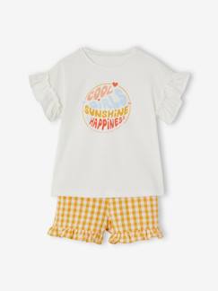 -Mädchen-Set: T-Shirt & Shorts mit Karomuster
