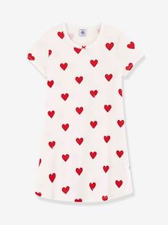 Maedchenkleidung-Mädchen Nachthemd aus Bio-Baumwolle PETIT BATEAU, Herzen