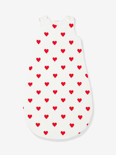 Ärmelloser Baby Schlafsack mit Herzen PETIT BATEAU Oeko Tex - weiß bedruckt herzen - 1