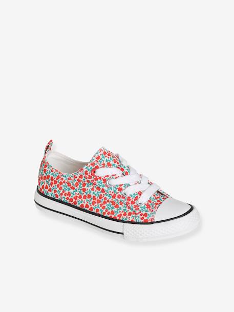 Mädchen Stoff-Sneakers mit Reißverschluss - grün bedruckt/tropical+rosa+rote blumen+weiß bedruckt - 19