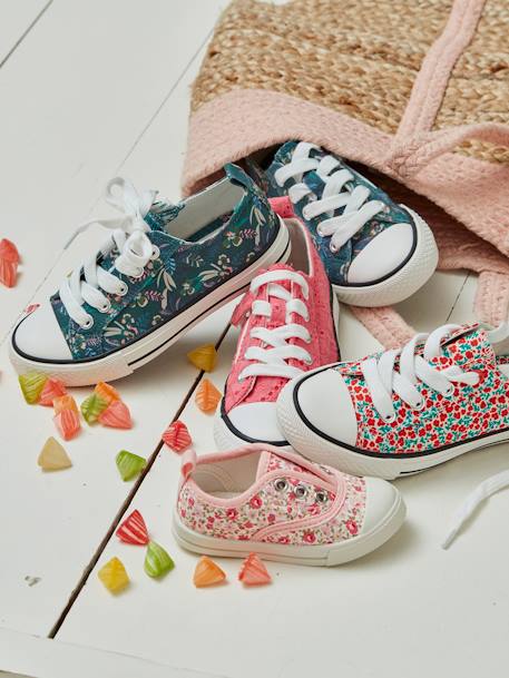 Mädchen Stoff-Sneakers mit Reißverschluss - grün bedruckt/tropical+rosa+weiß bedruckt - 8