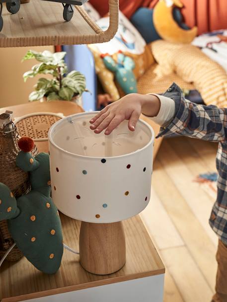 Kinderzimmer Nachttischlampe, Tupfen-Stickerei - beige/mehrfarbig - 3