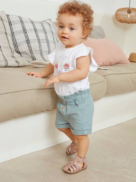 Mädchen Baby Shorts, Schlupfbund Oeko-Tex - aquamarin+hellrosa+ziegel - 9