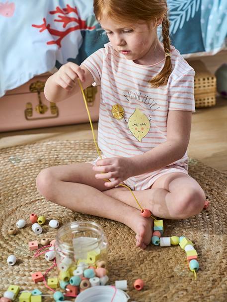 Kinder Fädel-Set, 85 Perlen aus Holz FSC® - mehrfarbig+mehrfarbig - 6