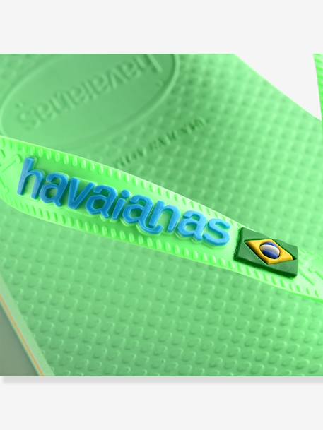 Kinder Zehentrenner Brasil Logo HAVAIANAS - leuchtgrün+marine/weiß - 3