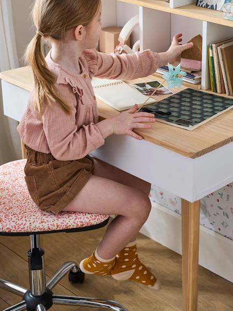 Kinder Schreibtischstuhl mit Rollen - mehrfarbig geblümt - 7