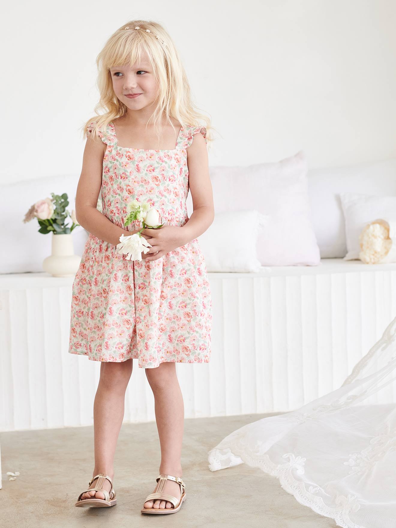 französischer Stil Topp Marke Kinder Mädchen Kleider Kurze Kleider Cyrillus Kurze Kleider Cyrillus süßes Kleid rosa 