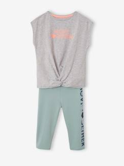 Maedchenkleidung-Pullover, Strickjacken & Sweatshirts-Sweatshirts-Mädchen Sport-Set: T-Shirt mit Knoten & Leggings