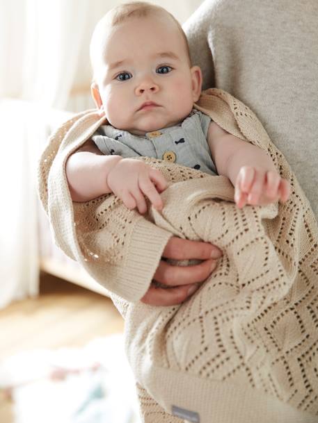 Baby Decke mit Pointelle-Muster, Bio-Baumwolle Oeko Tex - aqua+sand - 8
