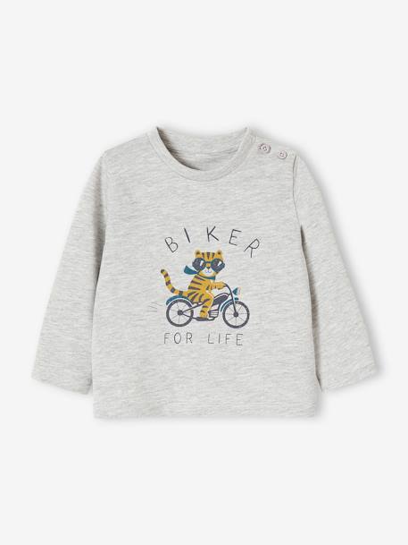Jungen Baby Shirt Oeko-Tex - grau meliert+graublau+wollweiß - 1