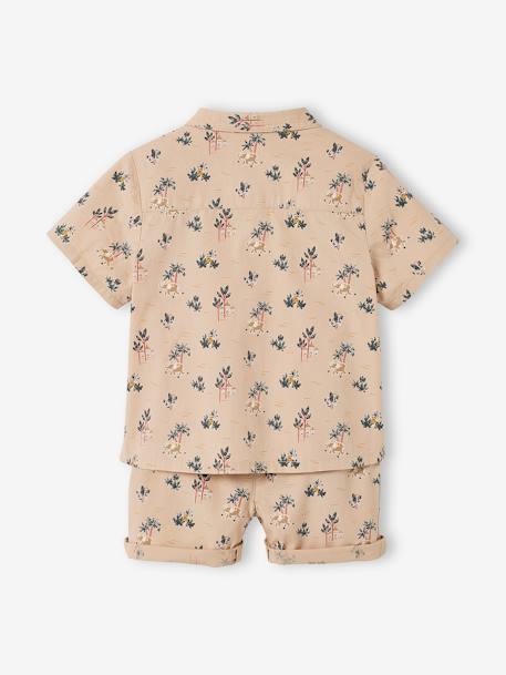 Jungen Baby-Set: Hemd & Shorts - taupe bedruckt - 4