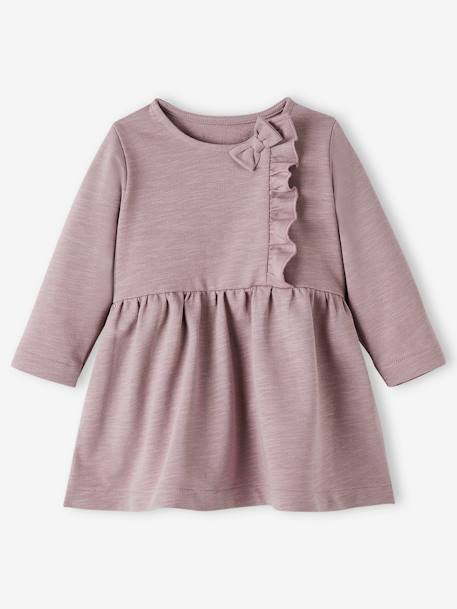 Mädchen Baby Kleid Oeko-Tex - grauviolett+marine bedruckt - 1