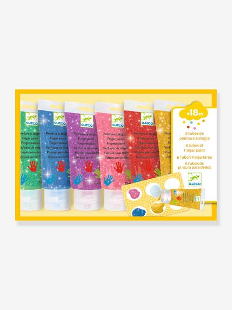 6 Tuben Fingerfarbe mit Glitzer DJECO - gelb - 1