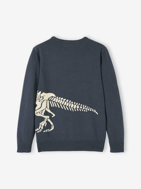 Jungen Pullover, T-Rex Oeko-Tex - grau meliert+marine - 5