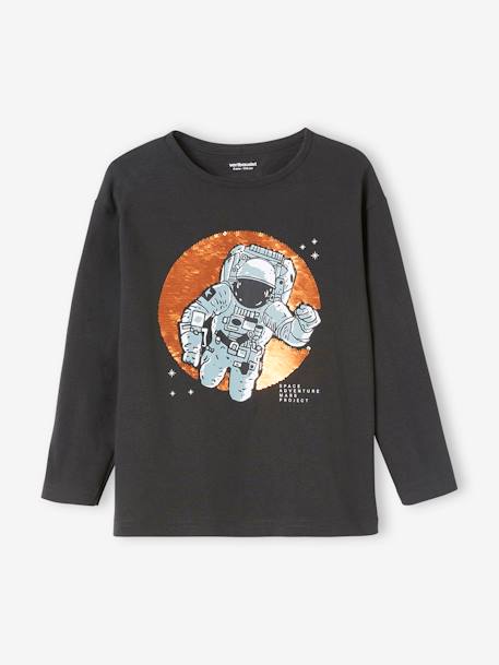 Jungen Shirt mit Wendepailletten - anthrazit astronaut+grau/dino tyrannosaurus - 1