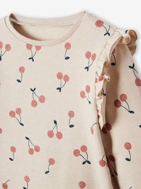 Mädchen Sweatshirt mit Volants und Schriftzug - beige bedruckt+marine+pudrig rosa - 3