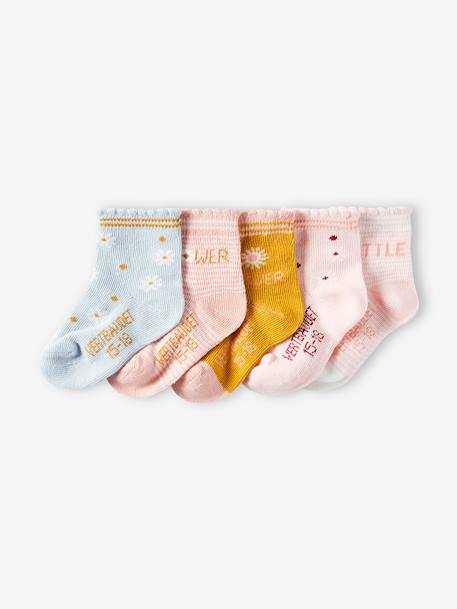 5er-Pack Mädchen Baby Socken, Blumen Oeko-Tex - pack senfgelb - 1
