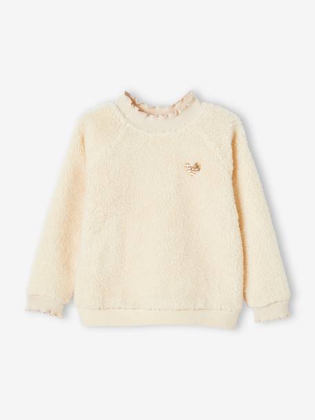 Mädchen Sweatshirt aus Teddyfleece - beige+karamell - 3