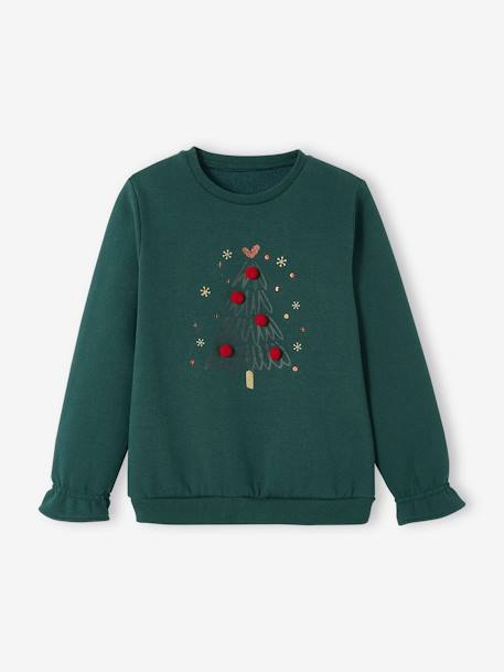 Mädchen Sweatshirt, Weihnachten - rot+tanne - 6