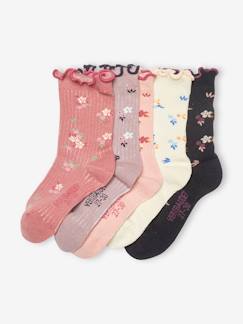 Maedchenkleidung-Unterwäsche, Socken, Strumpfhosen-Socken-5er-Pack Mädchen Socken, Blumen