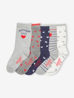 Maedchenkleidung-Unterwäsche, Socken, Strumpfhosen-Socken-5er-Pack Mädchen Socken, Herzen Oeko-Tex