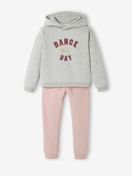 Mädchen Sport-Set: Sweatshirt & Jogginghose - grau/rosa - 1