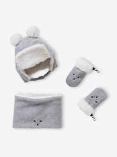 Günstige Mehrstück-Packungen-Babymode-Accessoires-Mützen, Schals & Handschuhe-Baby Strick-Set: Mütze, Rundschal & Fäustlinge, Bär