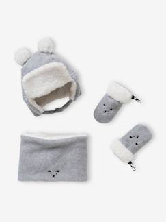 Babymode-Accessoires-Baby Strick-Set: Mütze, Rundschal & Fäustlinge, Bär