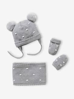 Babymode-Accessoires-Mädchen Baby-Set: Mütze, Rundschal & Fäustlinge, Tupfen