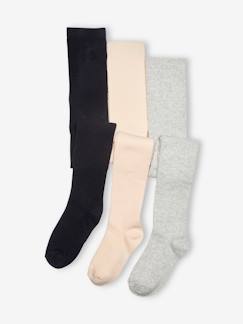 Maedchenkleidung-Unterwäsche, Socken, Strumpfhosen-Strumpfhosen-3er-Pack Mädchen Strumpfhosen BASIC Oeko-Tex