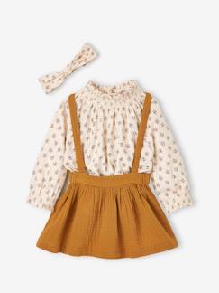 Babymode-Kleider & Röcke-Mädchen Baby-Set: Shirt, Trägerrock & Haarband