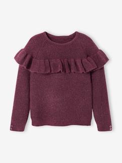 Maedchenkleidung-Pullover, Strickjacken & Sweatshirts-Pullover-Mädchen Pullover mit Volant, weicher Strick