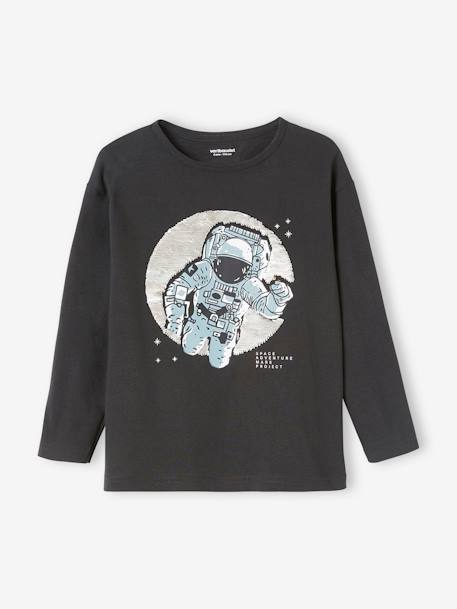 Jungen Shirt mit Wendepailletten - anthrazit astronaut+grau/dino tyrannosaurus - 2