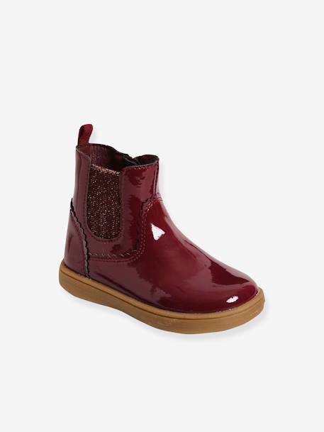 Mädchen Baby Boots, Lackoptik - bordeaux+marine - 1