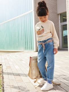 Maedchenkleidung-Hosen-Mädchen Paperbag-Jeans mit Blumen-Gürtel